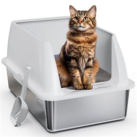 petterm stainless steel litter box|Petterm Stainless Steel Cat Litter Box with Lid XXL .